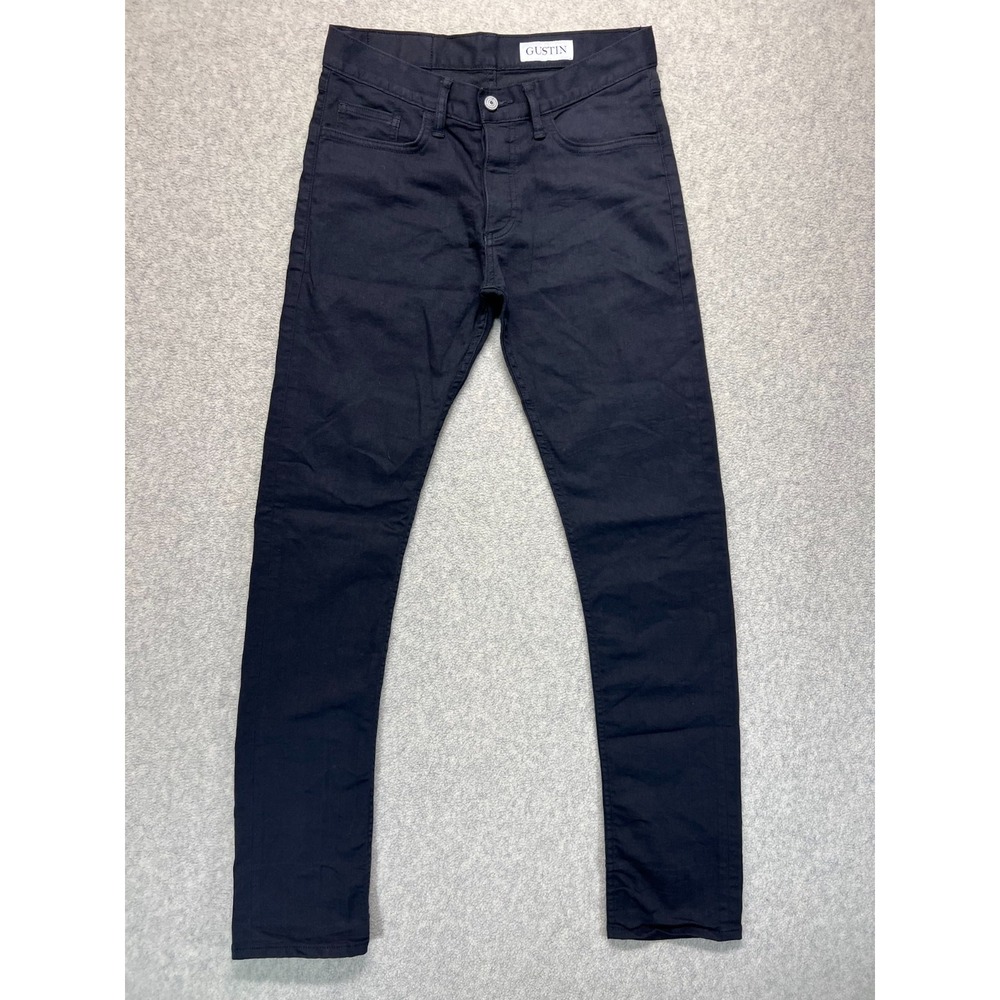 Gustin Mens Raw Wash Straight Jeans Black Denim Slim Fit 5 Pocket Design 31